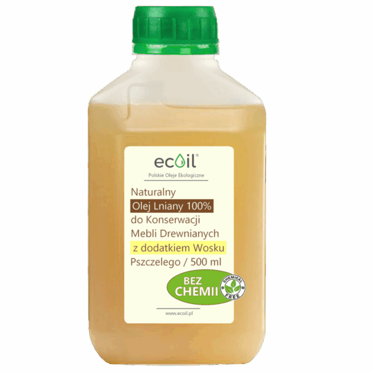 Olej Lniany do Mebli z Woskiem Pszczelim 0,5L | 100% Naturalny bez dodatków Chemii | Własna Produkcja
